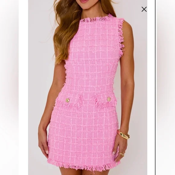 Vici Pink Tweed Dress - Picture 1 of 3